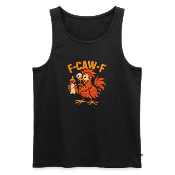 F-CAW-F Parents Rooster Chicken Humor Gift Idea - Men's Premium Organic Tank Top - black - Front - Michal (187cm)
