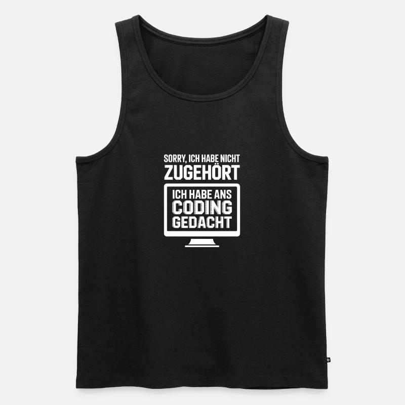 I was thinking coding - Men's Premium Organic Tank Top - black