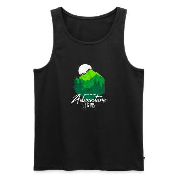 And So The Adventure Begins Mountain Forest Art - Men's Premium Organic Tank Top - black - Front - AI Model Male 178 light (178cm)