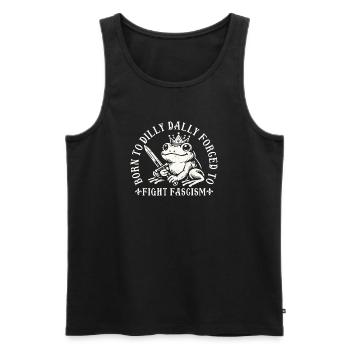 Funny Antifa Frog Design Born To Dilly Dally - Men's Premium Organic Tank Top - black - Front - AI Model Male 178 light (178cm)