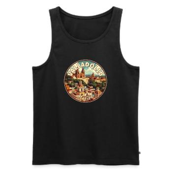 Discover Tropical View of Valladolid In Mexico - Men's Premium Organic Tank Top - black - Front - AI Model Male 178 light (178cm)