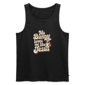 Kein Hase liebt mich wie Jesus - Männer Premium Bio Tank Top - Schwarz - Vorne - Michal (187cm)