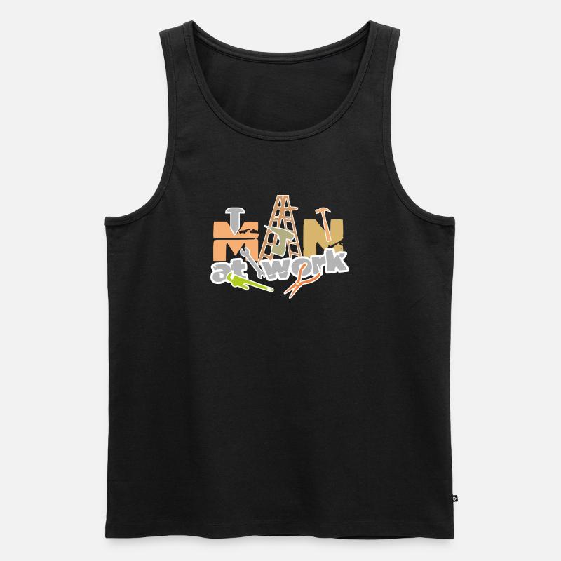 Man_at_work - Männer Premium Bio Tank Top - Schwarz