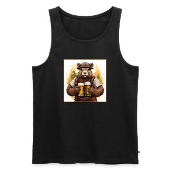 Castor avec bière - Débardeur bio Premium Homme - noir - Devant - Michal (187cm)