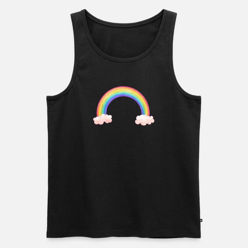 Regenbogenbogen mit Wolken - Männer Premium Bio Tank Top - Schwarz
