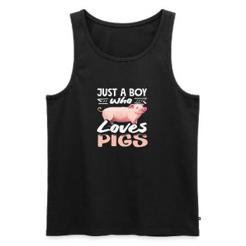 Just a boy who loves pigs farm - Men's Premium Organic Tank Top - black - Front - AI Model Male 178 light (178cm)