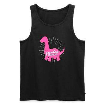 Grandmasaur Pink Dinosaur Retro Grandma Slogan - Men's Premium Organic Tank Top - black - Front - AI Model Male 178 light (178cm)