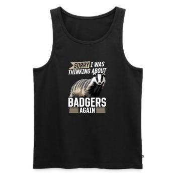 Funny Animal Badger - Men's Premium Organic Tank Top - black - Front - AI Model Male 178 light (178cm)