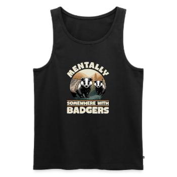 Funny Animal Badger - Men's Premium Organic Tank Top - black - Front - AI Model Male 178 light (178cm)