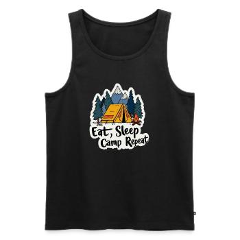 Camping Spruch Eat Sleep Camp Repeat Camper Outdoo - Men's Premium Organic Tank Top - black - Front - Michal (187cm)
