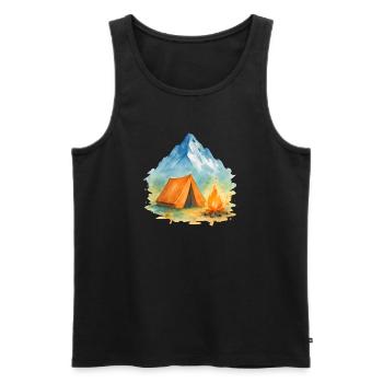 Montagne du Feu de camp Watercolor - Débardeur bio Premium Homme - noir - Devant - Michal (187cm)