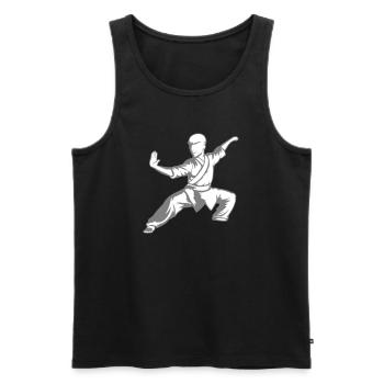Kung Fu Kämpfer Kampfkunst Aktion Pose Angriff - Männer Premium Bio Tank Top - Schwarz - Vorne - Michal (187cm)