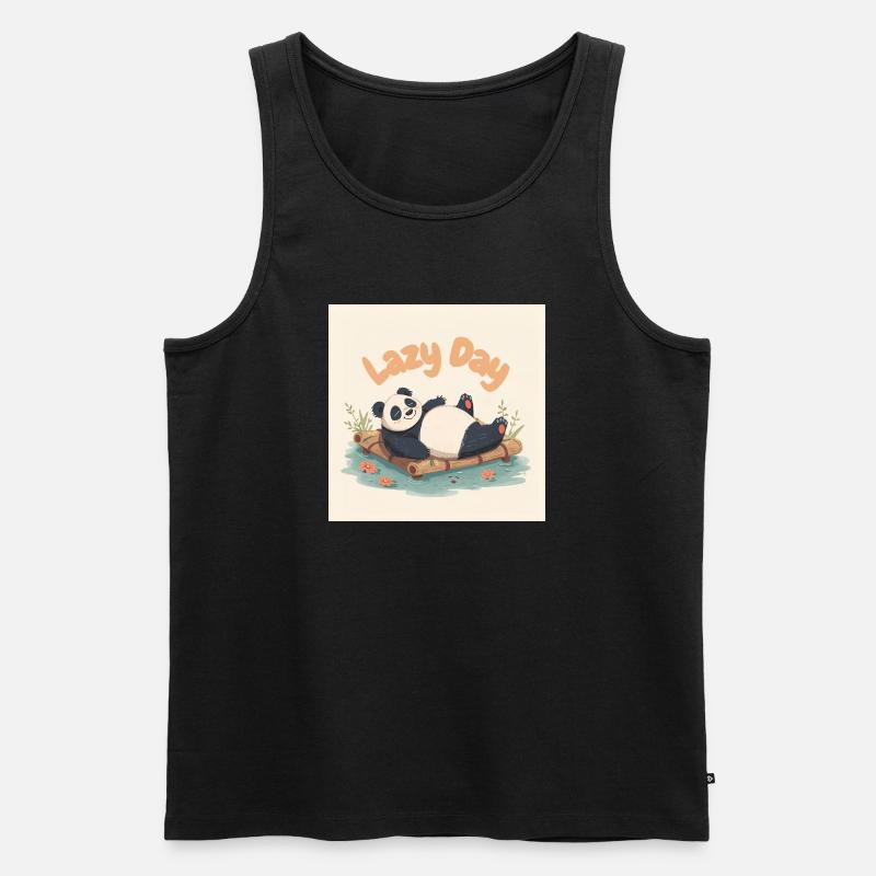 Panda napping on raft - Men's Premium Organic Tank Top - black