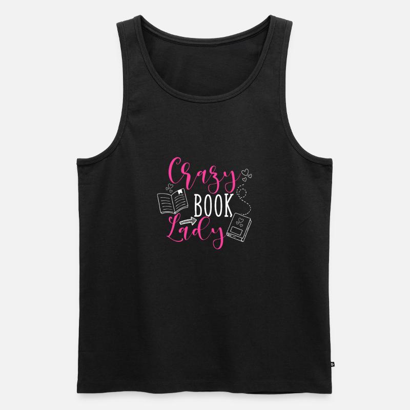 Verrückte Buchdame - Männer Premium Bio Tank Top - Schwarz