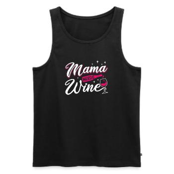 Mama Needs Wine Funny Motherhood Quote Art - Männer Premium Bio Tank Top - Schwarz - Vorne - AI Model Male 178 light (178cm)