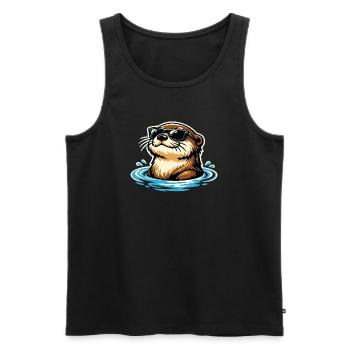 Otter Lustig Tier Portrait Wildtier Cool - Männer Premium Bio Tank Top - Schwarz - Vorne - Michal (187cm)