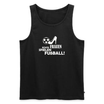 Frauen Spielen Fußball Logo - Männer Premium Bio Tank Top - Schwarz - Vorne - AI Model Male 178 light (178cm)