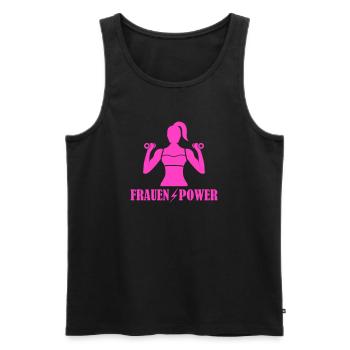 Frauenpower Krafttraining - Männer Premium Bio Tank Top - Schwarz - Vorne - Michal (187cm)