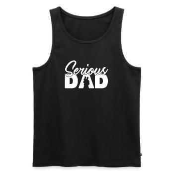Père sérieux Père Famille Silhouette - Débardeur bio Premium Homme - noir - Devant - AI Model Male 178 light (178cm)