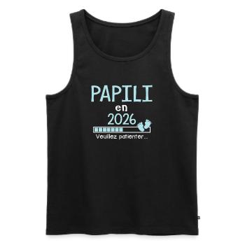 Papili en 2026 Cadeau Futur papy  - Débardeur bio Premium Homme - noir - Devant - Michal (187cm)