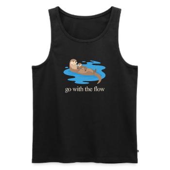 Otter Duo : Laisse Aller avec le Courant - Débardeur bio Premium Homme - noir - Devant - Michal (187cm)