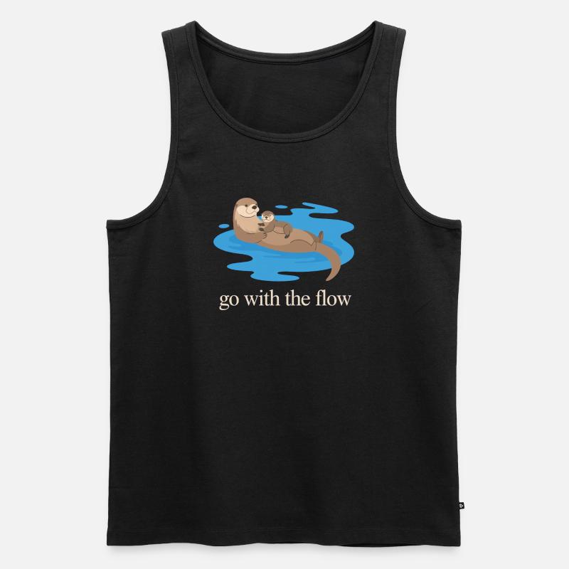 Otter-Duo geht mit dem Strom - Männer Premium Bio Tank Top - Schwarz