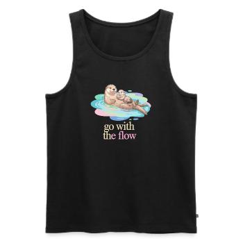 Otter Duo dans un flux pastel - Débardeur bio Premium Homme - noir - Devant - Michal (187cm)