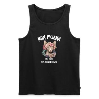 Pyjama Chat Sphynx Humour - Débardeur bio Premium Homme - noir - Devant - Michal (187cm)