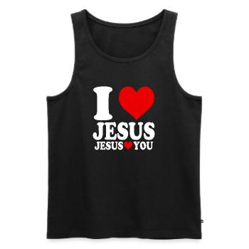J’aime Jésus et Jésus t’aime - Débardeur bio Premium Homme - noir - Devant - Michal (187cm)