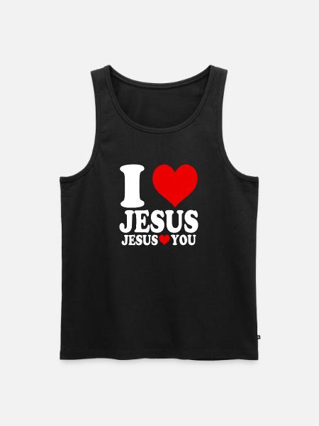 Ik hou van Jezus en Jezus houdt van U - Mannen Premium Bio Tanktop - zwart