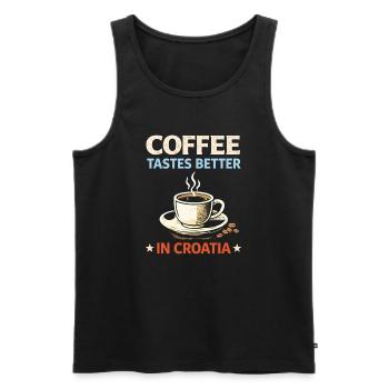 Le café a meilleur goût en Croatie - Débardeur bio Premium Homme - noir - Devant - Michal (187cm)