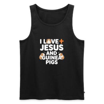 Ich liebe Jesus und Meerschweinchen - Männer Premium Bio Tank Top - Schwarz - Vorne - Michal (187cm)