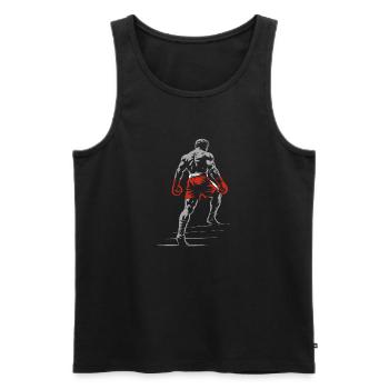 Boxer mit Boxhandschuhen - Männer Premium Bio Tank Top - Schwarz - Vorne - AI Model Male 178 light (178cm)