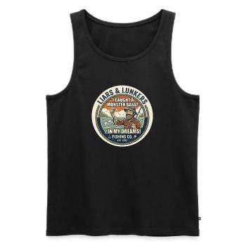 Funny Liars Fishing - Men's Premium Organic Tank Top - black - Front - AI Model Male 178 light (178cm)
