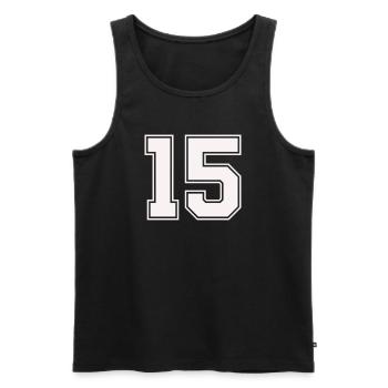 Fifteen Outline Style - Men's Premium Organic Tank Top - black - Front - AI Model Male 178 light (178cm)