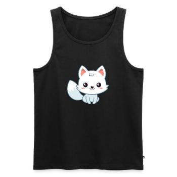 Renard pastel blanc kawaii - Débardeur bio Premium Homme - noir - Devant - Michal (187cm)