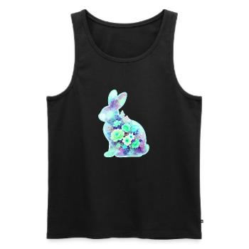 Fleurs aquarelles de lapin à Pâques - Débardeur bio Premium Homme - noir - Devant - Michal (187cm)