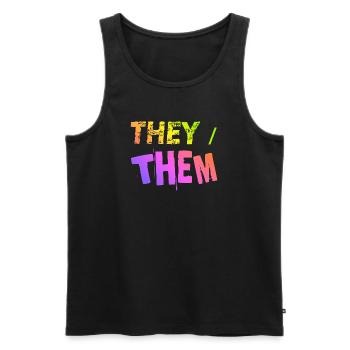 they / them Geschenkidee LGBTQ+ nonbinary Pronomen - Männer Premium Bio Tank Top - Schwarz - Vorne - AI Model Male 178 light (178cm)