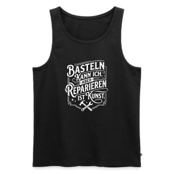 Basteln kann ich, reparieren ist Kunst - Männer Premium Bio Tank Top - Schwarz - Vorne - Michal (187cm)