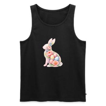 Hase Ostern Aquarell - Männer Premium Bio Tank Top - Schwarz - Vorne - Michal (187cm)