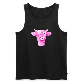 Kuh Silhouette Blumen - Männer Premium Bio Tank Top - Schwarz - Vorne - AI Model Male 178 light (178cm)