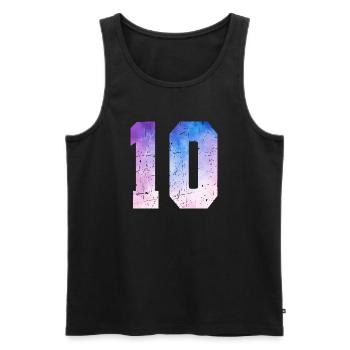 Issue 10 – 10 Year Anniversary Gift - Men's Premium Organic Tank Top - black - Front - Michal (187cm)