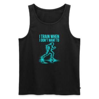 Je m’entraîne même quand je n’en ai pas envie – coureur - Débardeur bio Premium Homme - noir - Devant - AI Model Male 178 light (178cm)