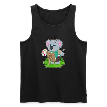 Peintre Koala Peinture au pinceau - Débardeur bio Premium Homme - noir - Devant - Michal (187cm)