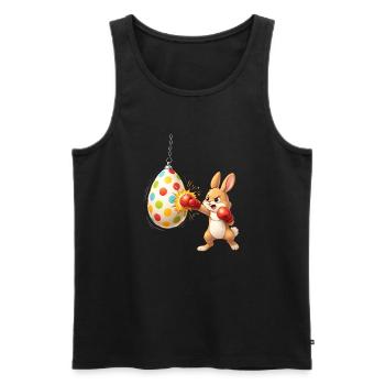 Boxender Osterhase mit Osterei-Boxsack - Männer Premium Bio Tank Top - Schwarz - Vorne - AI Model Male 178 light (178cm)