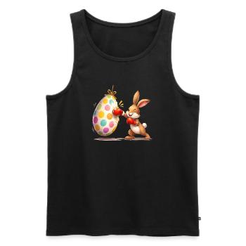Boxender Osterhase mit Osterei-Boxsack  - Männer Premium Bio Tank Top - Schwarz - Vorne - AI Model Male 178 light (178cm)