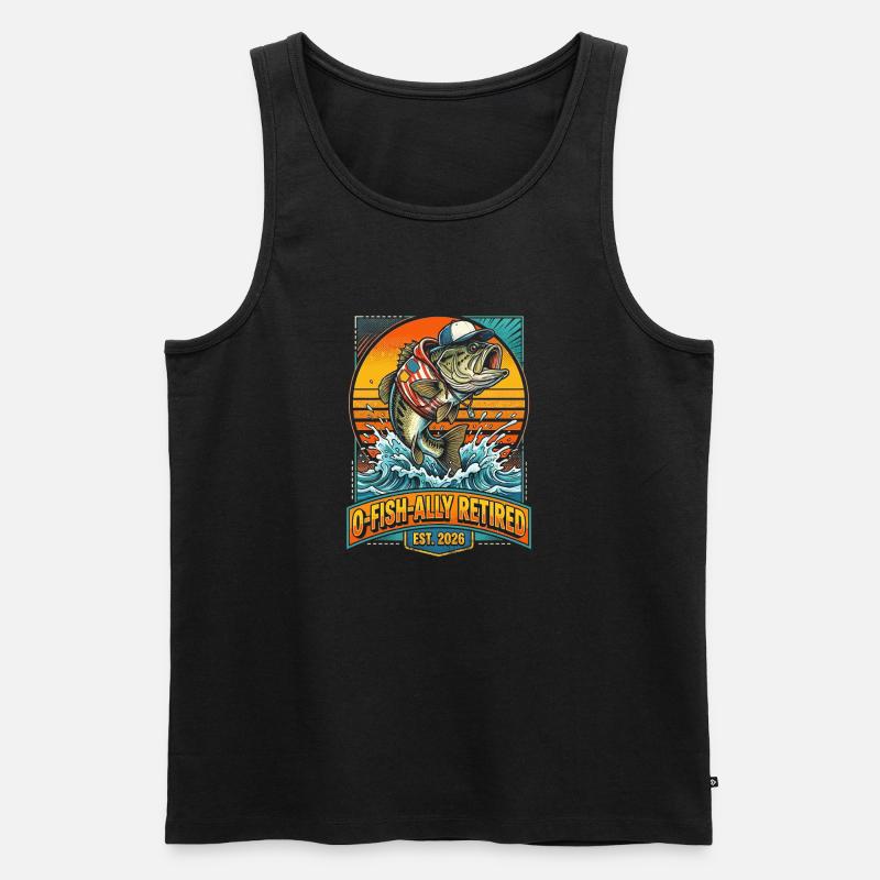 O-Fish-ally Retired Angler Retro - Männer Premium Bio Tank Top - Schwarz