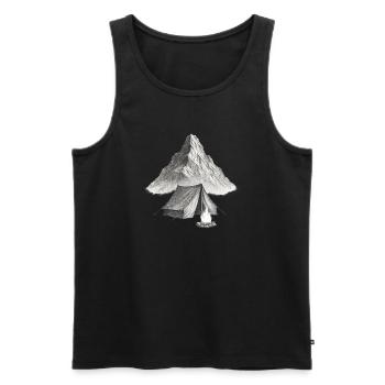 Bergzelt am Feuer - Männer Premium Bio Tank Top - Schwarz - Vorne - AI Model Male 178 light (178cm)