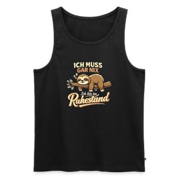 Rentner Faultier Ich Muss Gar Nix Ruhestand - Männer Premium Bio Tank Top - Schwarz - Vorne - Michal (187cm)