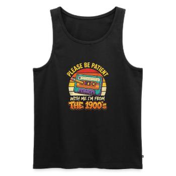 Kassette Nostalgie 1900er Jahre - Männer Premium Bio Tank Top - Schwarz - Vorne - AI Model Male 178 light (178cm)